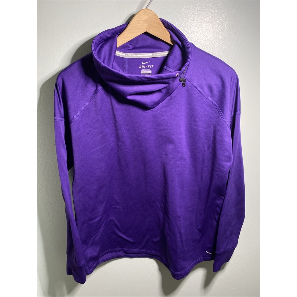 Nike Dri Fit Women's Cowl Neck Long Sleeve Running Top Shirt Deep Purple